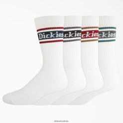 acessórios Dickies pacote de 4 meias listradas de rugby branco (o que) unissex V2FZ462794