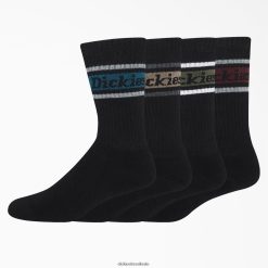 acessórios Dickies pacote de 4 meias listradas de rugby listra preta/de outono (bsf) unissex V2FZ462787