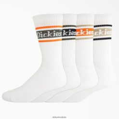 acessórios Dickies pacote de 4 meias listradas de rugby listras múltiplas brancas (wms) unissex V2FZ462795