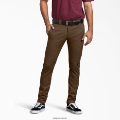 vestuário de trabalho Dickies calça skinny fit com joelho duplo madeira marrom (tb) homens V2FZ4648
