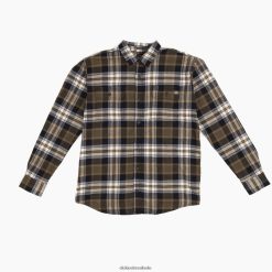 vestuário de trabalho Dickies camisa de flanela de manga longa flexível xadrez preto/oliva escuro (b1k) homens V2FZ46722