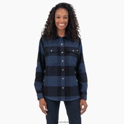 vestuário de trabalho Dickies camisa de flanela duratech renegade xadrez búfalo azul marinho (a1c) mulheres V2FZ461998