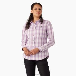 vestuário de trabalho Dickies camisa de trabalho com aba de resfriamento xadrez de encosta rosa roxo (a2d) mulheres V2FZ461672
