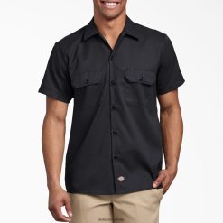 vestuário de trabalho Dickies camisa de trabalho de manga curta slim fit preto (bk) homens V2FZ46627