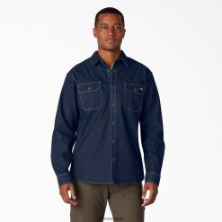 vestuário de trabalho Dickies camisa manga longa jeans flex lavagem jeans escura (dw2) homens V2FZ46727