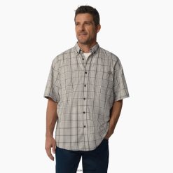 vestuário de trabalho Dickies camisa tecida manga curta fume xadrez sertanejo (a1a) homens V2FZ46623