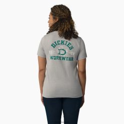 vestuário de trabalho Dickies camiseta estampada para trabalho pesado cinza urze (h2) mulheres V2FZ462116