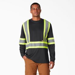 vestuário de trabalho Dickies camiseta manga longa hi vis safety preto (bk) unissex V2FZ461450