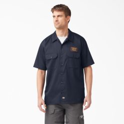vestuário de trabalho Dickies camiseta traeger ultimate grilling marinho escuro (dn) homens V2FZ46793