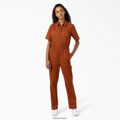 vestuário de trabalho Dickies macacão floral marrom de gengibre (ou seja) mulheres V2FZ461934