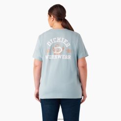 vestuário de trabalho Dickies plus heavyweight workwear t-shirt gráfico doca azul (du1) mulheres V2FZ462189