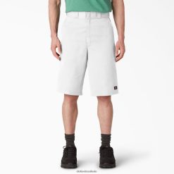 vestuário de trabalho Dickies shorts de trabalho com frente plana e folgada 13" branco (o que) homens V2FZ46349