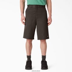 vestuário de trabalho Dickies shorts de trabalho com frente plana e folgada 13" marrom escuro (db) homens V2FZ46343