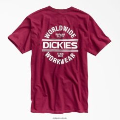 vestuário de trabalho Dickies t-shirt gráfica de vestuário de trabalho mundial Borgonha (por) homens V2FZ46924