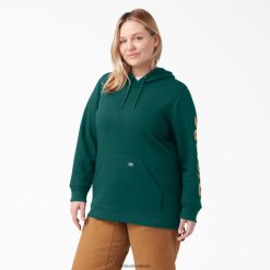 vestuário Dickies além de pulôver de manga com logotipo pesado floresta verde (ft) mulheres V2FZ462344