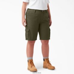 vestuário Dickies além de shorts cargo ripstop 9" verde militar (ml) mulheres V2FZ462265