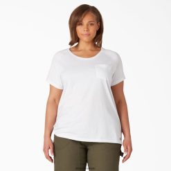 vestuário Dickies além de t-shirt de manga curta refrescante branco (o que) mulheres V2FZ461595