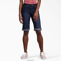 vestuário Dickies bermuda forma perfeita 11" azul índigo lavado (rnb) mulheres V2FZ462259