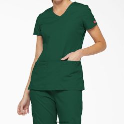 vestuário Dickies blusa de decote em V com assinatura eds e compartimento para caneta caçador verde (htr) mulheres V2FZ462416