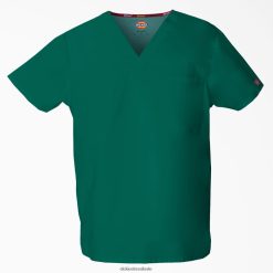 vestuário Dickies blusa unissex exclusiva eds com decote em V caçador verde (htr) homens V2FZ461293