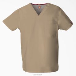 vestuário Dickies blusa unissex exclusiva eds com decote em V caqui (kha) homens V2FZ461294