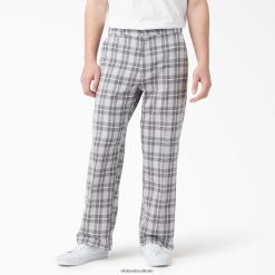 vestuário Dickies calça xadrez frente plana manta cinza final (upg) homens V2FZ46278
