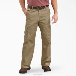 vestuário Dickies calças cargo soltas caqui lavado (rkh) homens V2FZ4683