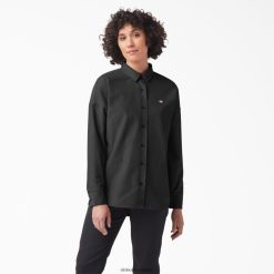 vestuário Dickies camisa oversized de veludo halleyville preto (bkx) mulheres V2FZ462184