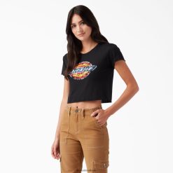 vestuário Dickies camiseta cropped com logo desgastado preto (kbk) mulheres V2FZ462139