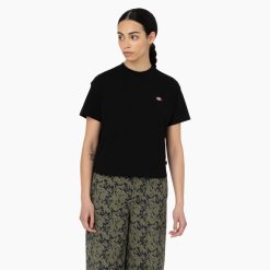 vestuário Dickies camiseta cropped oakport preto (kbk) mulheres V2FZ462043