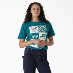 vestuário Dickies camiseta de banda gráfica lago profundo (dl2) mulheres V2FZ462211