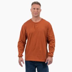 vestuário Dickies camiseta henley manga longa marrom de gengibre (ou seja) homens V2FZ46807