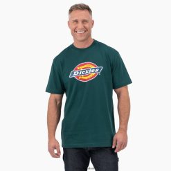 vestuário Dickies camiseta manga curta com logo tricolor floresta verde (ft) homens V2FZ46710
