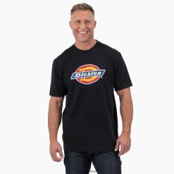 vestuário Dickies camiseta manga curta com logo tricolor preto (kbk) homens V2FZ46712