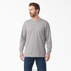 vestuário Dickies camiseta manga longa com estampa de logo cinza urze (hg) homens V2FZ46890