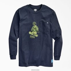 vestuário Dickies camiseta manga longa verde el triste estevan oriol marinho escuro (dn) homens V2FZ46953