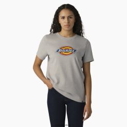 vestuário Dickies camiseta pesada com logo cinza urze (h2) mulheres V2FZ462107