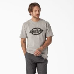 vestuário Dickies camiseta pesada com logo manga curta cinza urze (hg) homens V2FZ46738
