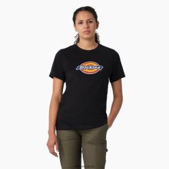 vestuário Dickies camiseta pesada com logo preto (kbk) mulheres V2FZ462108