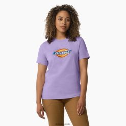 vestuário Dickies camiseta pesada com logo rosa roxa (ur2) mulheres V2FZ462109