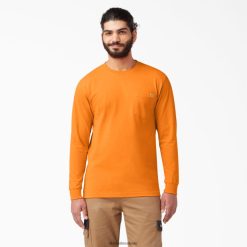 vestuário Dickies camiseta pesada manga longa laranja (ou) homens V2FZ46612