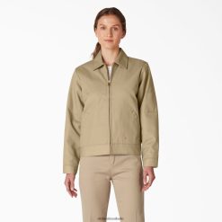 vestuário Dickies jaqueta eisenhower isolada cáqui militar (ksh) mulheres V2FZ461541