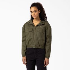 vestuário Dickies jaqueta sawyerville verde militar (ml) mulheres V2FZ462384