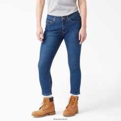 vestuário Dickies jeans skinny fit forma perfeita capri azul índigo stonewashed (snb) mulheres V2FZ461871