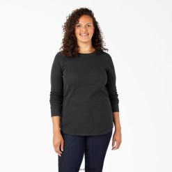 vestuário Dickies mais camisa térmica de manga longa preto (kbk) mulheres V2FZ462071
