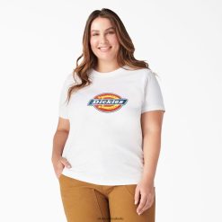 vestuário Dickies mais camiseta com logotipo pesado branco (o que) mulheres V2FZ462147