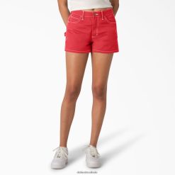 vestuário Dickies shorts de carpinteiro de cintura alta 3" agridoce (bw2) mulheres V2FZ462215