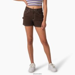 vestuário Dickies shorts de carpinteiro de cintura alta 3" castanho chocolate (cb) mulheres V2FZ462216