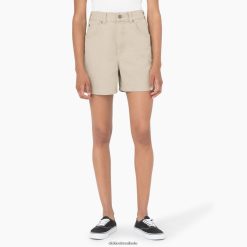 vestuário Dickies shorts de pato 5" areia do deserto lavada com pedras (sds) mulheres V2FZ462242