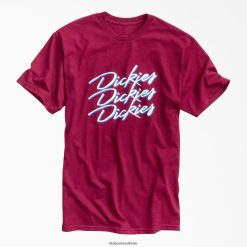 vestuário Dickies t-shirt gráfico de script retrô Borgonha (por) homens V2FZ46854